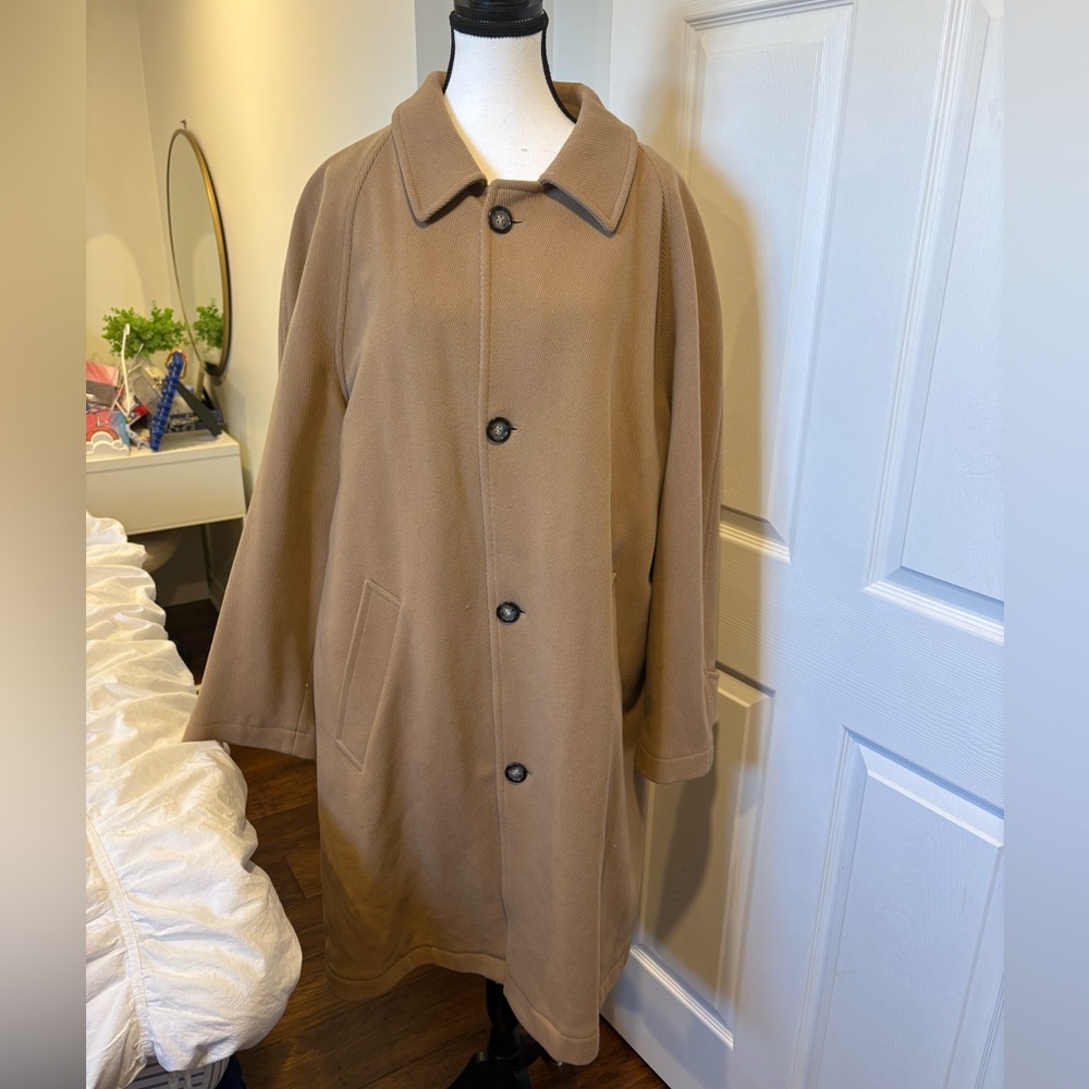Corneliani Italy Virgin Wool Camel Overcoat Men’s XL Luxury